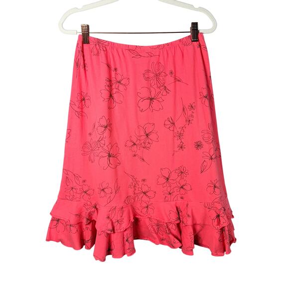 Fresh Produce 2pc Set Small Pink Floral Print V-neck Top Tiered Ruffle Skirt - Picture 13 of 16